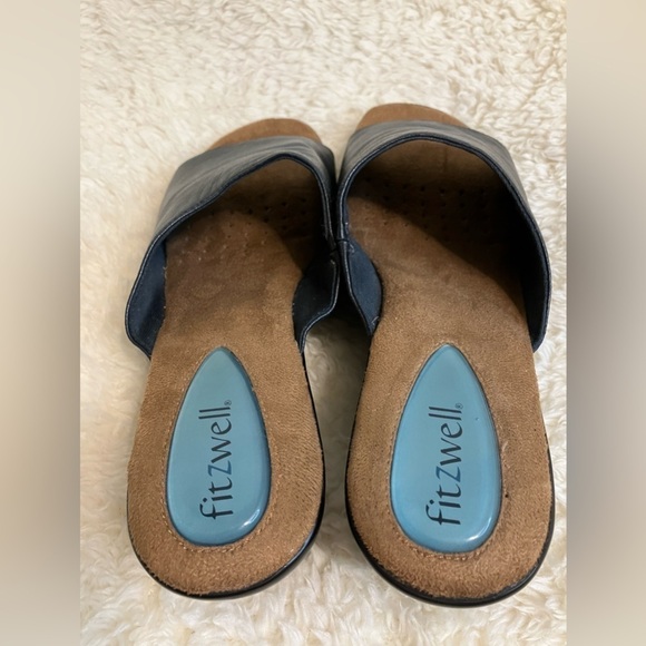 Womens Fitzwell Navy Leather Wedges Size 8.5 - Picture 6 of 9